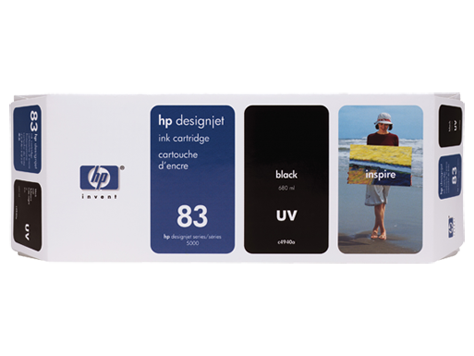 HP 83 680-ml Black DesignJet UV Ink Cartridge (C4940A)