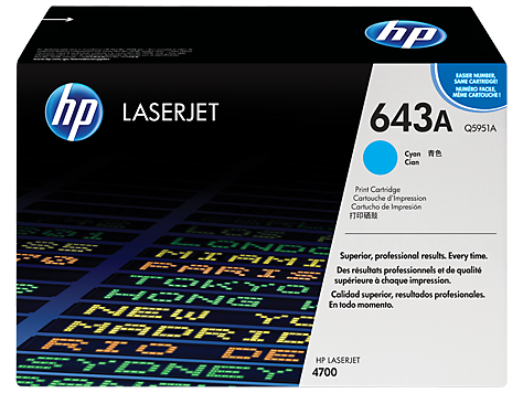 HP 643A CYAN ORIGINAL LASERJET TONER CARTRIDGE (Q5951A)