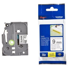 Nhãn in Brother TZE-S221, Black on White, 9mm x 8m