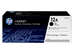 HP 12A 2-pack Black Original LaserJet Toner Cartridges (Q2612AD)