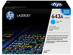 HP 643A Cyan Original LaserJet Toner Cartridge (Q5951A)