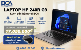 Khuyến mãi sốc: Laptop HP 240R G9 – Giá ưu đãi chỉ 17.050.000đ   Tặng chuột không dây TARGUS