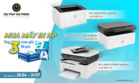 Giải pháp văn phòng khuyến mãi mua máy in HP tặng 3 ram giấy in Double A
