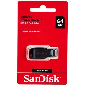 USB SanDisk Cruzer Blade 64GB CZ50 – USB 2.0, Thiết Kế Nhỏ Gọn, Đen Viền Đỏ (SDCZ50-064G-B35)