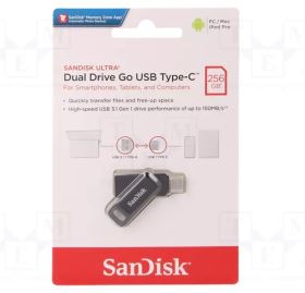 USB SanDisk Ultra Dual Drive Go 256GB – USB 3.2, 2 Đầu Type-C & Type-A, Thiết Kế Xoay, Màu Đen (SDDDC3-256G-G46)