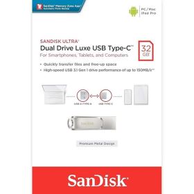 USB SanDisk Ultra Dual Drive Luxe 32GB – USB 3.2, 2 Đầu Type-C & Type-A, Thiết Kế Xoay Kim Loại, Chính Hãng (SDDDC4-032G-G46)