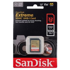 Thẻ nhớ SanDisk Extreme 32GB SDHC – UHS-I, Class 10, U3, V30, Tốc độ 100MB/s, Ghi 60MB/s (SDSDXVT-032G-GNCIN)