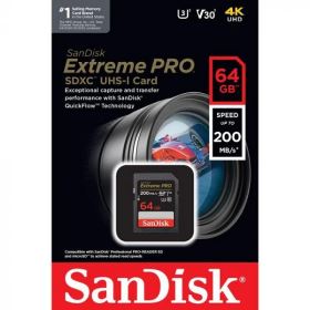 Thẻ nhớ SanDisk Extreme Pro 64GB SDXC – UHS-I, Class 10, U3, V30, Tốc độ 200MB/s, Ghi 90MB/s (SDSDXXU-064G-GN4IN)