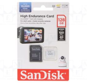 Thẻ nhớ SanDisk High Endurance 128GB microSDXC – UHS-I, Class 10, U3, V30, Tốc độ 100MB/s, Ghi hình 10.000 giờ, Kèm SD Adapter (SDSQQNR-128G-GN6IA)