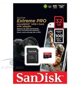 Thẻ nhớ SanDisk Extreme Pro 32GB microSDHC – A1, V30, tốc độ 100MB/s, kèm SD adapter, bảo hành chính hãng (SDSQXCG-032G-GN6MA)